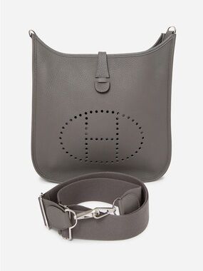 Hermes 2022 Clemence Leather Evelyne III 29 Bag Gris Meyer